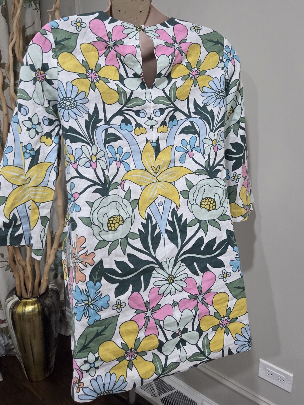 Boden Women's Floral Mini Shift Linen Dress in Multi sz.10 - Picture 5 of 10